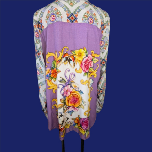 Vintage Tops - Vintage Top Bold Bohemian Hippie Style Two Rhinestone Buttons Sz S NWT